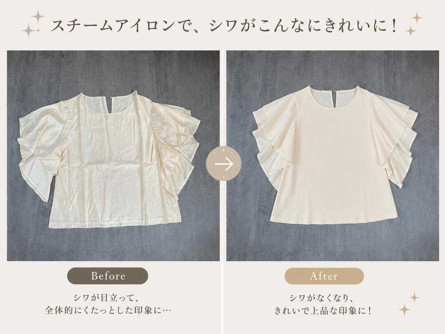 Ruffle Sleeve Chiffon Blouse | Double Frill Arm Cover Top - Écru Doux