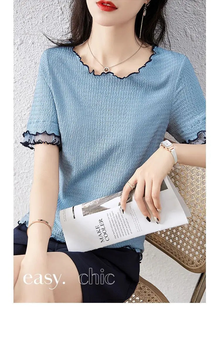Summer Elegant Texture Design Short-Sleeved T-shirt