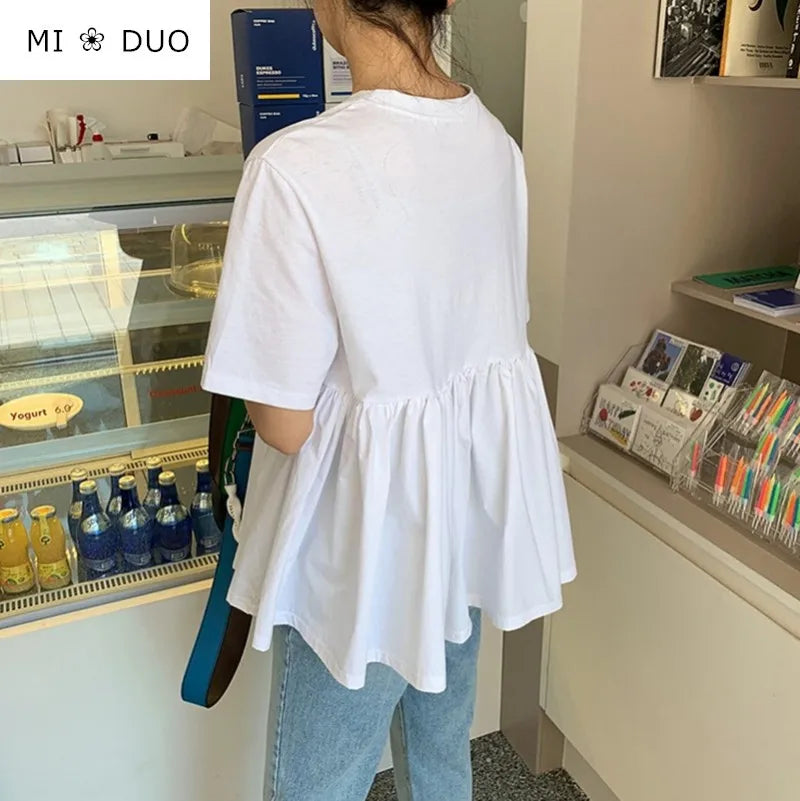 Korean Style Chic Pleated Loose T-Shirt