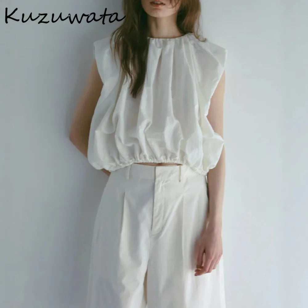 Kuzuwata Elegant Sleeveless Cloud Shirt