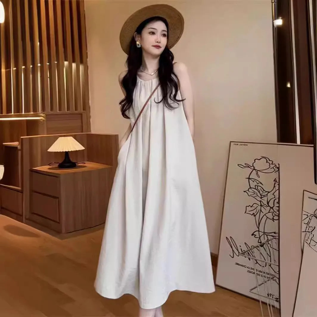 Vintage Sweet Robe Pleated Sleeveless Dress