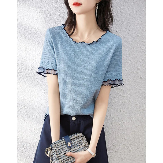 Elegant Texture Design Short-Sleeved T-shirt 2