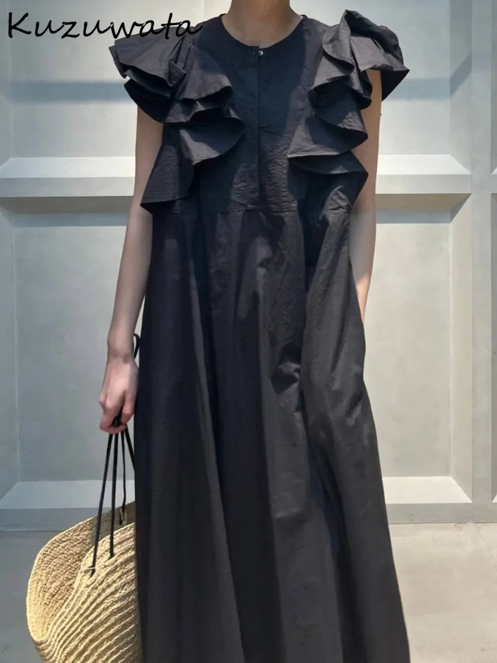 Kuzuwata Vintage Moda Literary Ruffles Dress