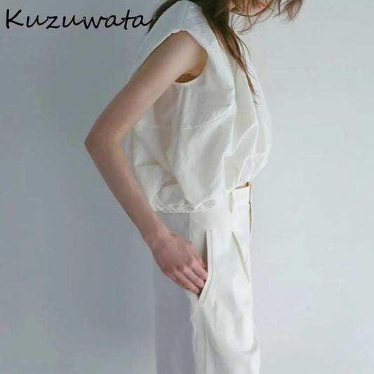Kuzuwata Elegant Sleeveless Cloud Shirt | White 2