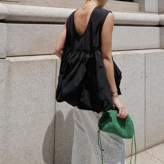 French Vintage Tank Top | Ruffle Patchwork Style 2