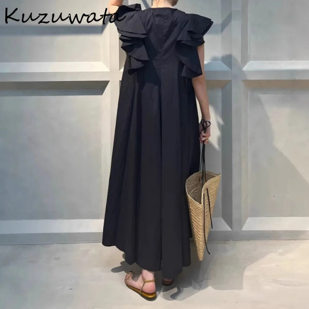 Kuzuwata Vintage Moda Literary Ruffles Dress