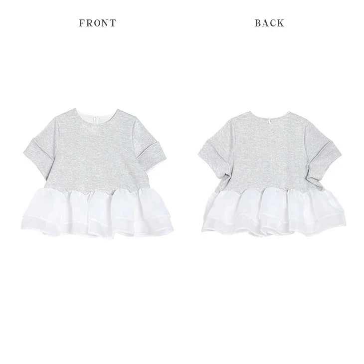 Japanese Style Short-Sleeved Ruffles Splicing T-Shirts