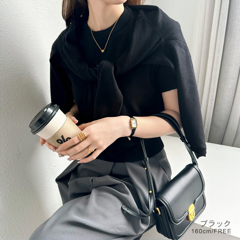 Knit Ensemble Set | Cardigan & Short Sleeve Inner | 7 Colors -  Écru Doux