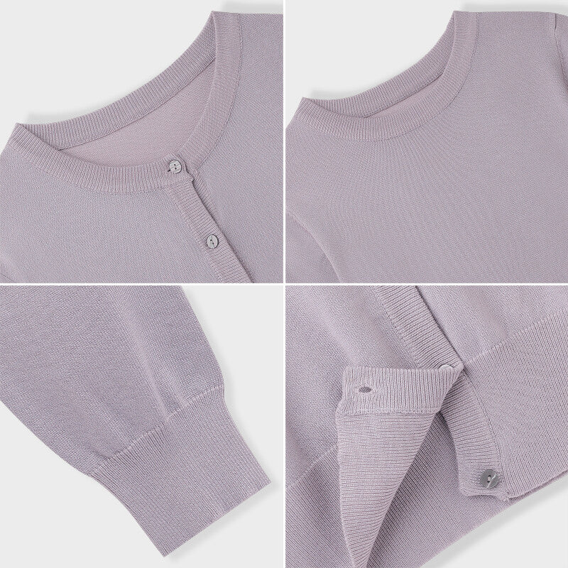 Knit Ensemble Set | Cardigan & Short Sleeve Inner | 7 Colors -  Écru Doux