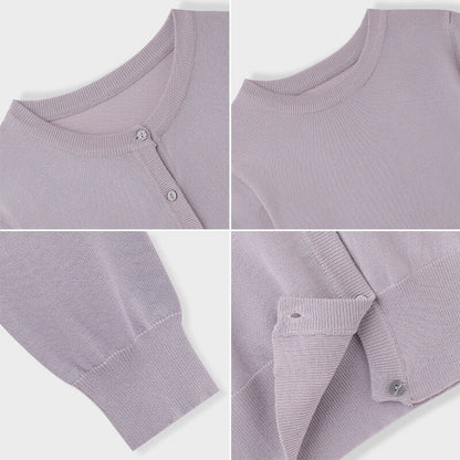Knit Ensemble Set | Cardigan & Short Sleeve Inner | 7 Colors -  Écru Doux