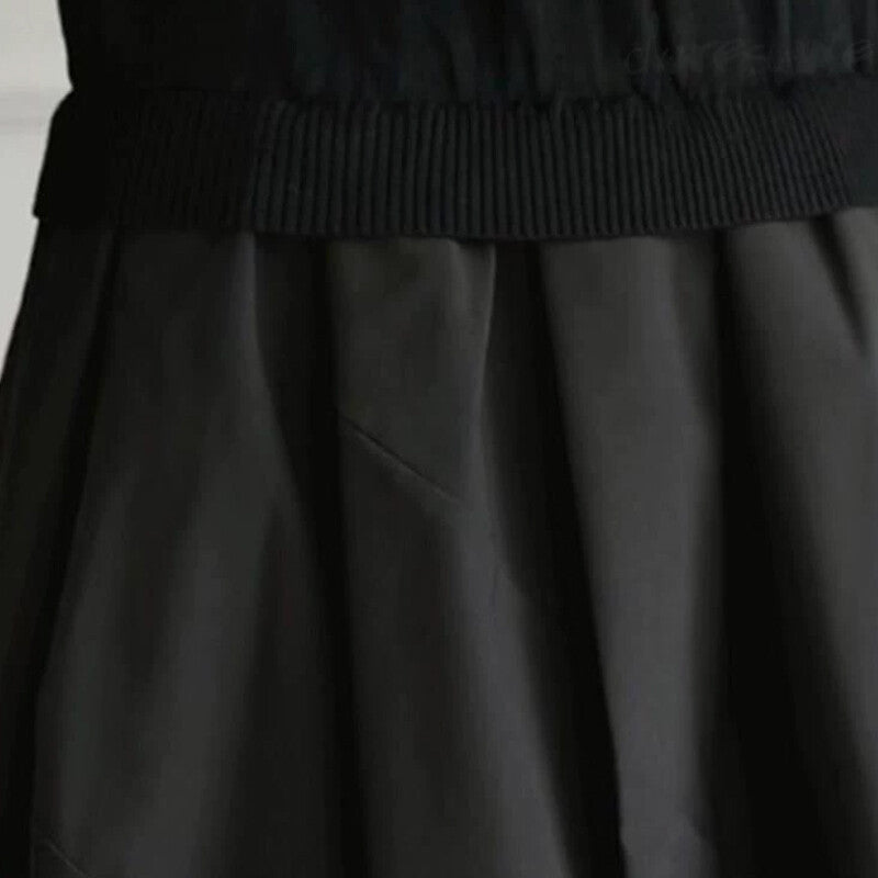 Mixed Material Knit Docking Dress  A-Line Midi  3 Styles -  Écru Doux
