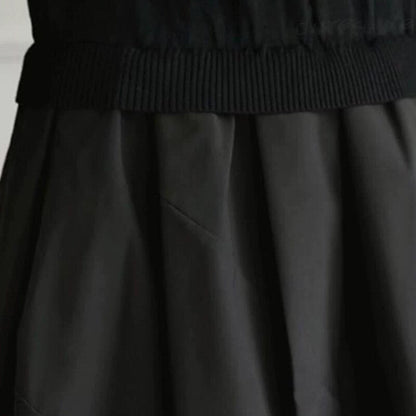 Mixed Material Knit Docking Dress  A-Line Midi  3 Styles -  Écru Doux