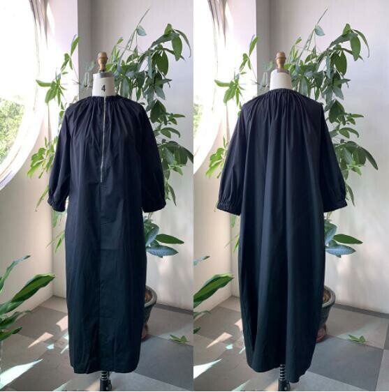 Smocked Neck Balloon Sleeve Maxi Dress | Back Zip Minimalist -  Écru Doux