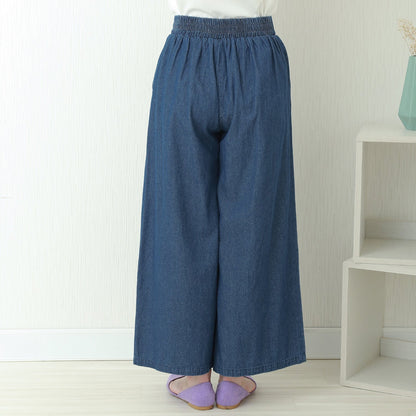Lightweight Double Tuck Wide Leg Denim Pants | Elastic Waist -  Écru Doux