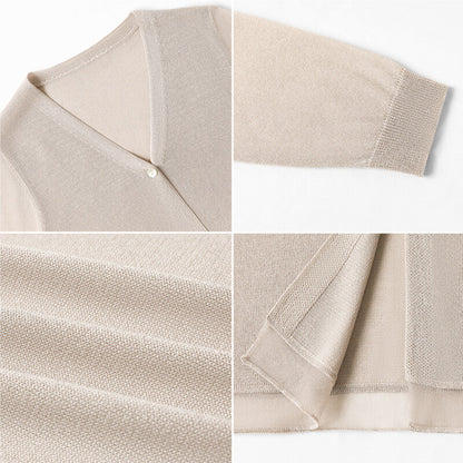 Sheer Knit Cardigan | Lightweight Summer V-Neck Cover-Up -  Écru Doux
