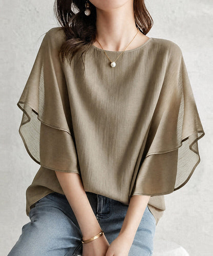 Ruffle Sleeve Chiffon Blouse | Double Frill Arm Cover Top -  Écru Doux