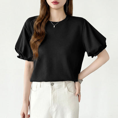 Balloon Sleeve T-Shirt | Puff Sleeve Cotton Tee for Women -  Écru Doux