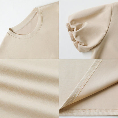 Balloon Sleeve T-Shirt | Puff Sleeve Cotton Tee for Women -  Écru Doux