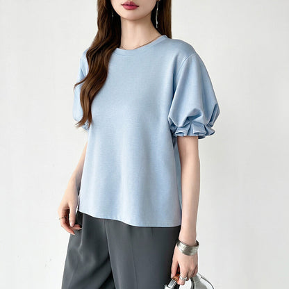 Balloon Sleeve T-Shirt | Puff Sleeve Cotton Tee for Women -  Écru Doux