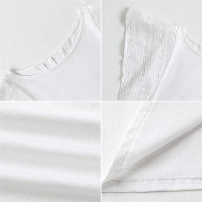 Lace Sleeve Cotton Top | Elegant Ruffle Blouse for Women -  Écru Doux