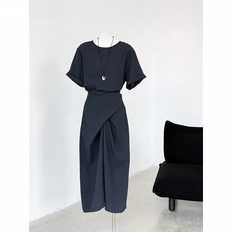 Summer A-Line Dress | Slim Waist O-Neck Mid-Length -  Écru Doux