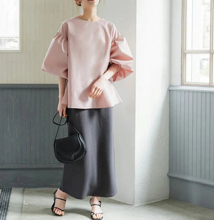 Vintage Puff Sleeve Blouse | Spring Summer Lace-Up -  Écru Doux