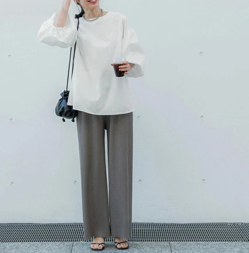 Vintage Puff Sleeve Blouse | Spring Summer Lace-Up -  Écru Doux