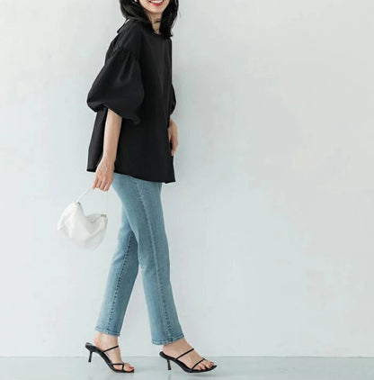 Vintage Puff Sleeve Blouse | Spring Summer Lace-Up -  Écru Doux