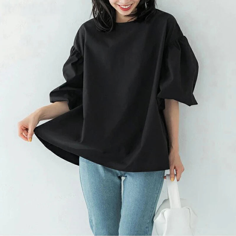 Vintage Puff Sleeve Blouse | Spring Summer Lace-Up -  Écru Doux