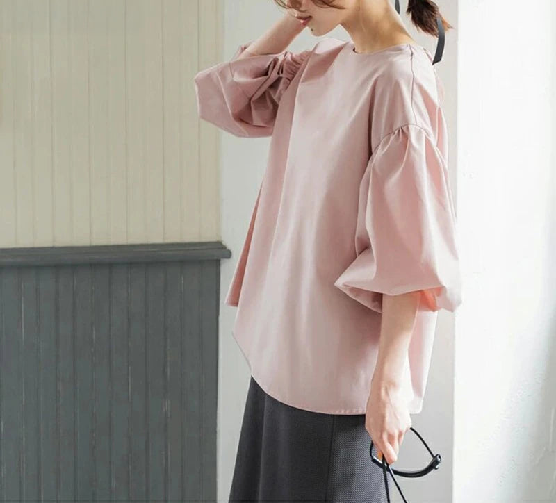 Vintage Puff Sleeve Blouse | Spring Summer Lace-Up -  Écru Doux