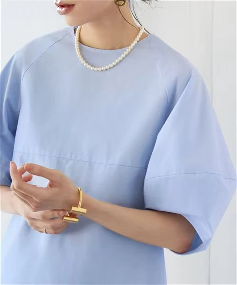 Casual Puff Sleeve Blouse | Summer O-Neck Loose Top -  Écru Doux