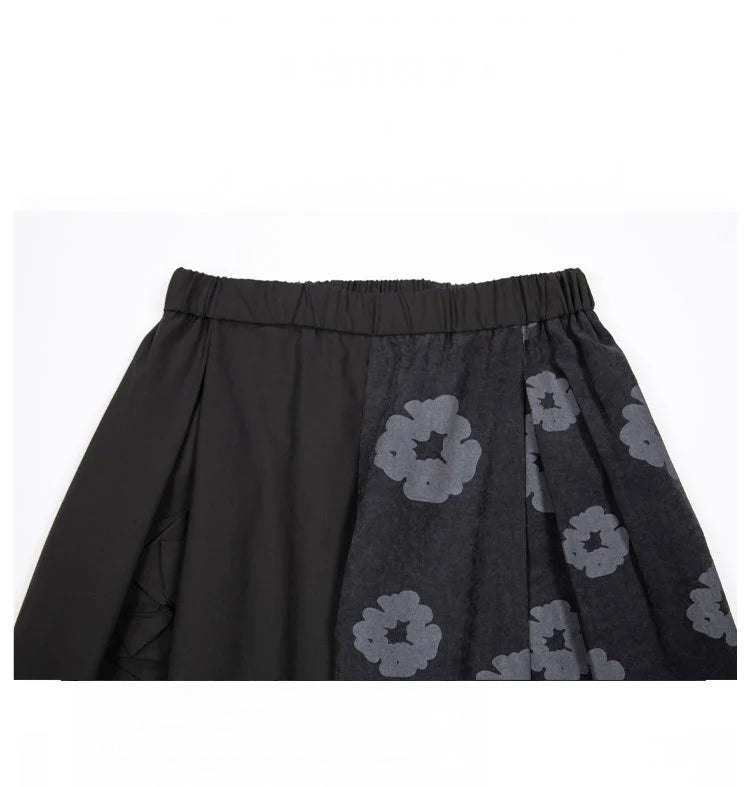 Black Floral Wide Leg Pants |  Vintage High Waist Trousers -  Écru Doux
