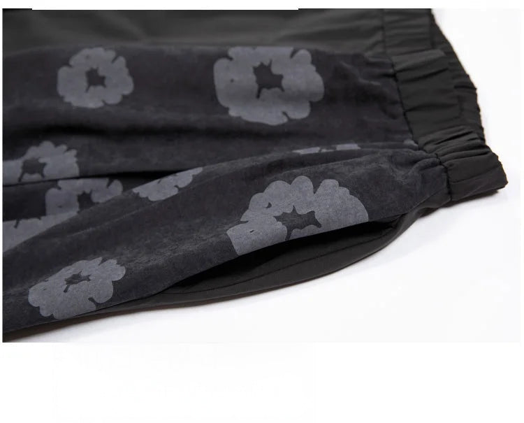 Black Floral Wide Leg Pants |  Vintage High Waist Trousers -  Écru Doux