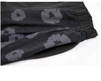 Black Floral Wide Leg Pants |  Vintage High Waist Trousers -  Écru Doux