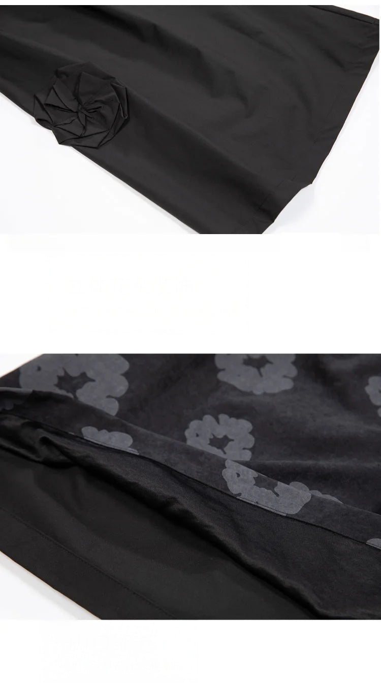 Black Floral Wide Leg Pants |  Vintage High Waist Trousers -  Écru Doux