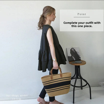 Japanese Style Ruffle Vest Top | Loose Fit Layered Blouse -  Écru Doux