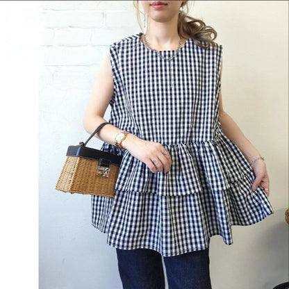 Japanese Style Ruffle Vest Top | Loose Fit Layered Blouse -  Écru Doux