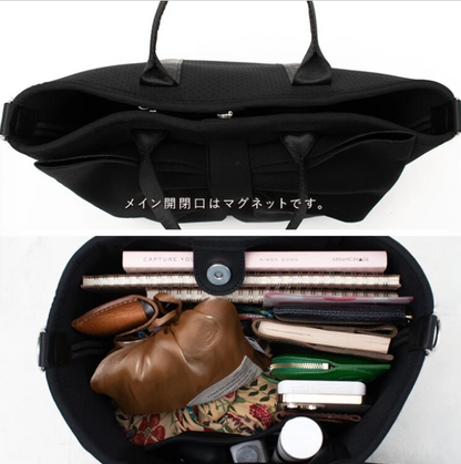 Ribbon Tote Bag | Lightweight Neoprene 2-Way Shoulder Bag -  Écru Doux