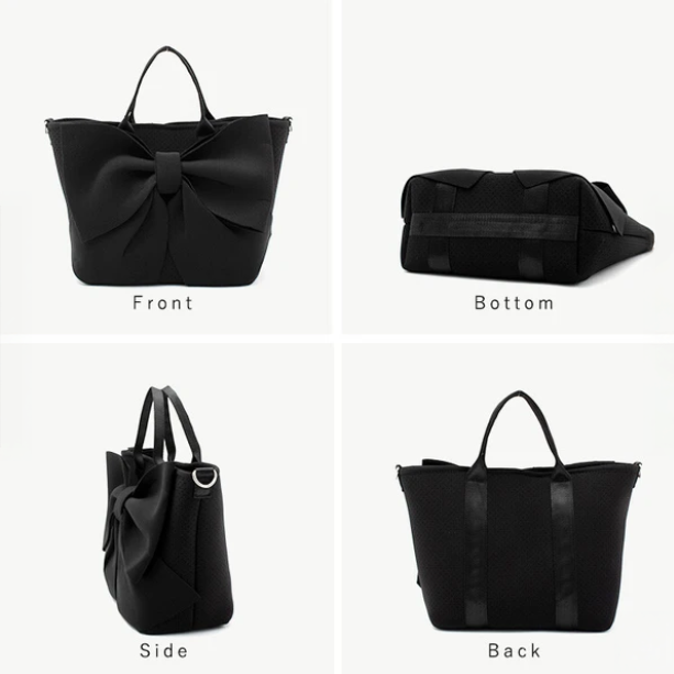 Ribbon Tote Bag | Lightweight Neoprene 2-Way Shoulder Bag -  Écru Doux