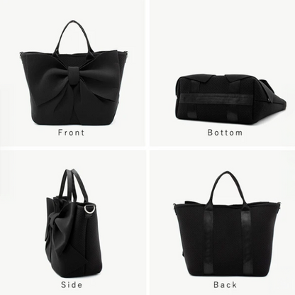 Ribbon Tote Bag | Lightweight Neoprene 2-Way Shoulder Bag -  Écru Doux