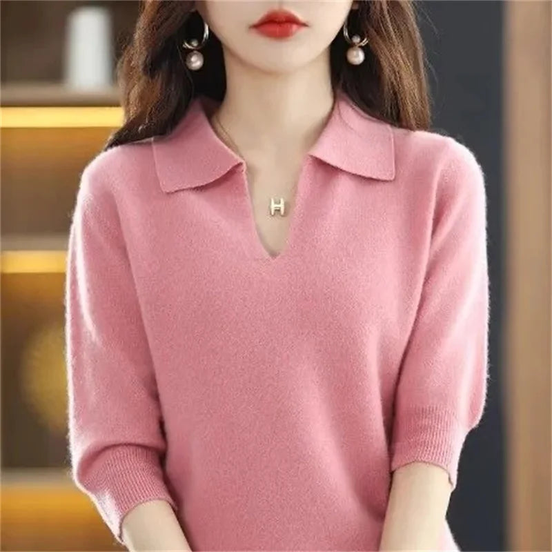 Autumn Winter Warm Sweater V-Neck Loose Pullover