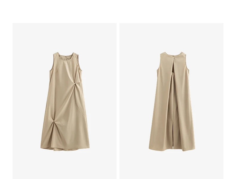 TOYOUTH Elegant Dress 2025 | Summer O-Neck Midi Style -  Écru Doux