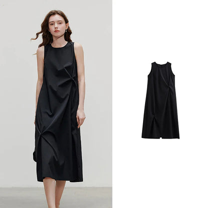 TOYOUTH Elegant Dress 2025 | Summer O-Neck Midi Style -  Écru Doux