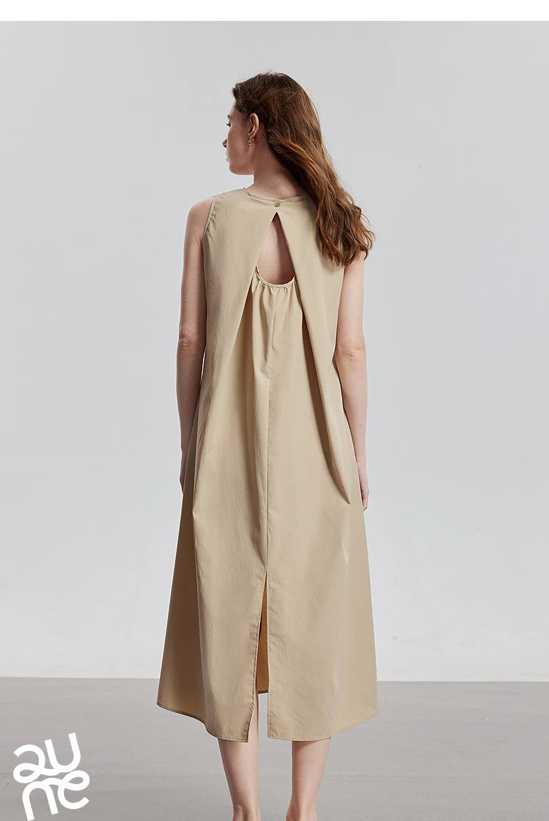 TOYOUTH Elegant Dress 2025 | Summer O-Neck Midi Style -  Écru Doux