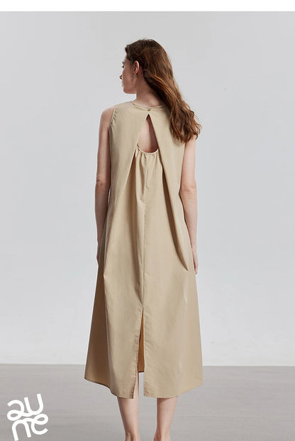 TOYOUTH Elegant Dress 2025 | Summer O-Neck Midi Style -  Écru Doux