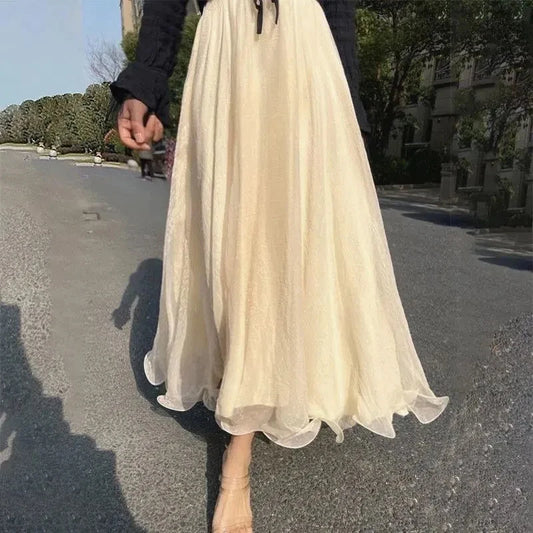 Gidyq かわいいシフォンフリル Aラインスカート