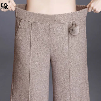 Autumn / Winter Woollen Wide Leg Ankle Length Pants