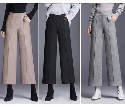 Autumn / Winter Woollen Wide Leg Ankle Length Pants