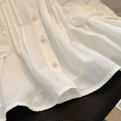 Sweet Lace Harajuku Ruffles Chic Preppy Style Vintage Sleeveless Blouse