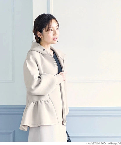 Japanese Style Hoodie Jacket | Lace Detail Casual Outerwear -  Écru Doux